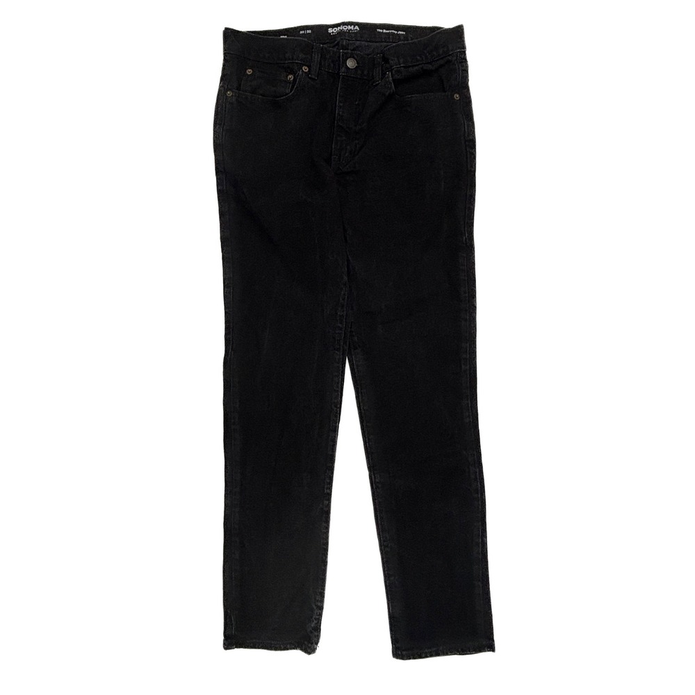 Sonoma The Everyday Jean Mens 33x32 Black Slim Fit Denim Pants